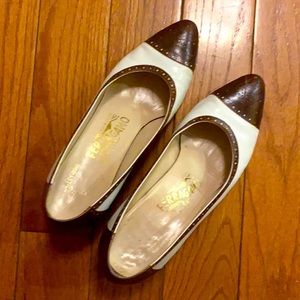 Salvato ferragamo white and brown shoes B